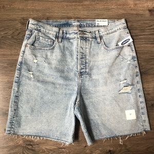 Extra High Rise Distressed Denim Shorts